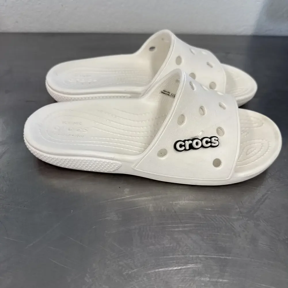 Crocs Unisex/Adult Classic Slide V2 Sandal White US Men's 8 Women's 10